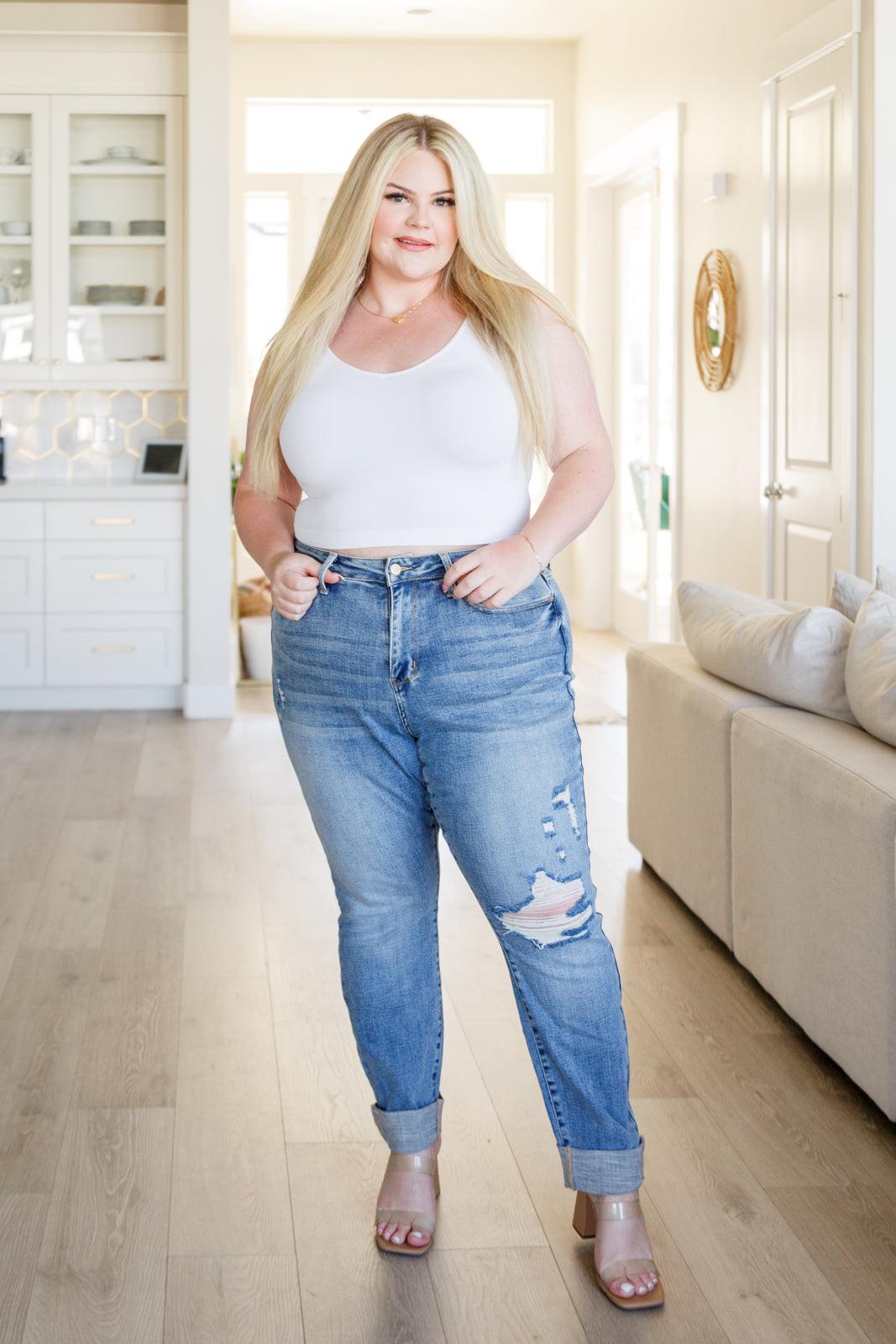 Elodie Mid Rise Distressed Boyfriend Jeans - Waverly Paige Boutique