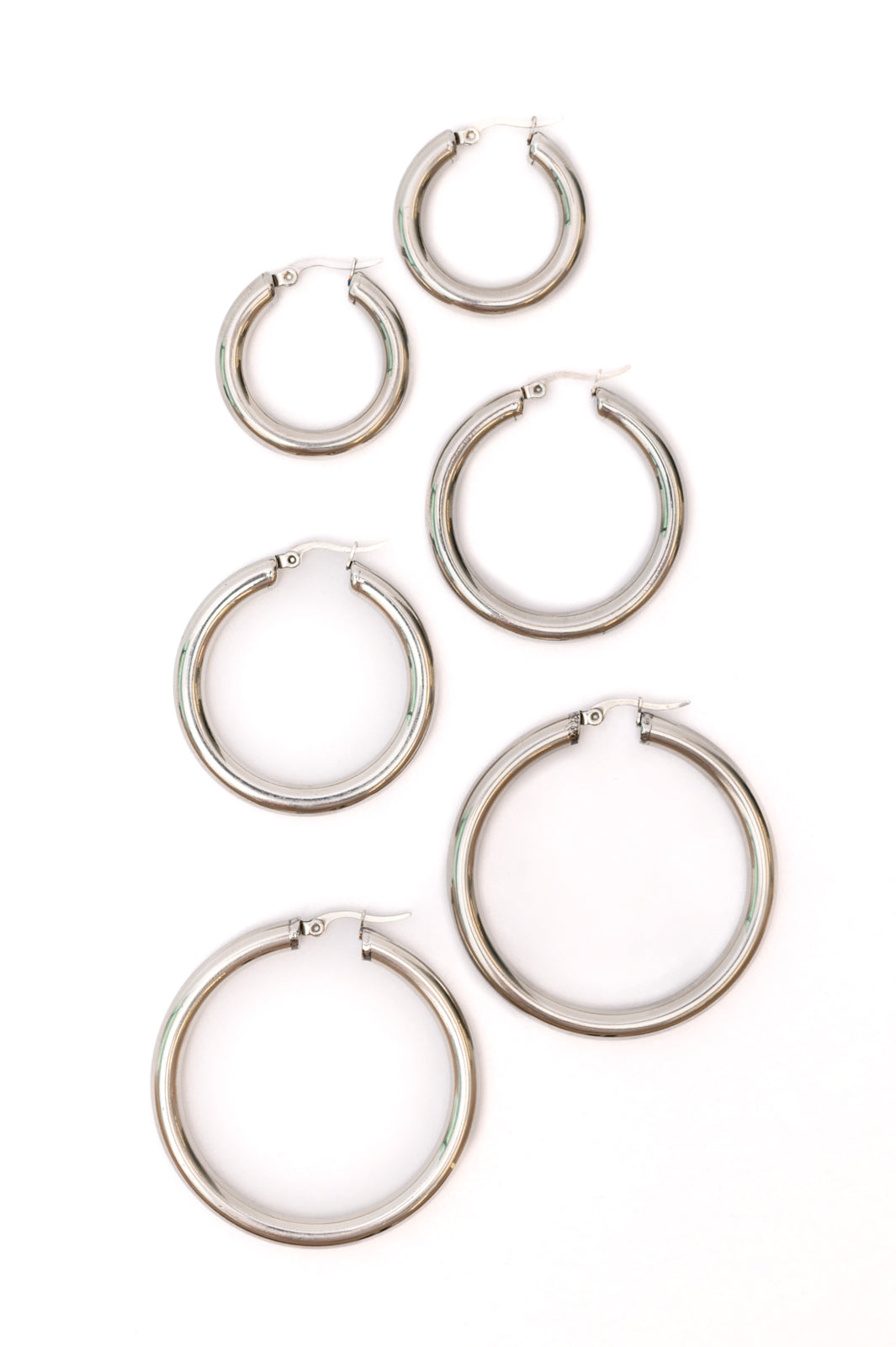 Day To Day Hoop Earrings Set In Silver