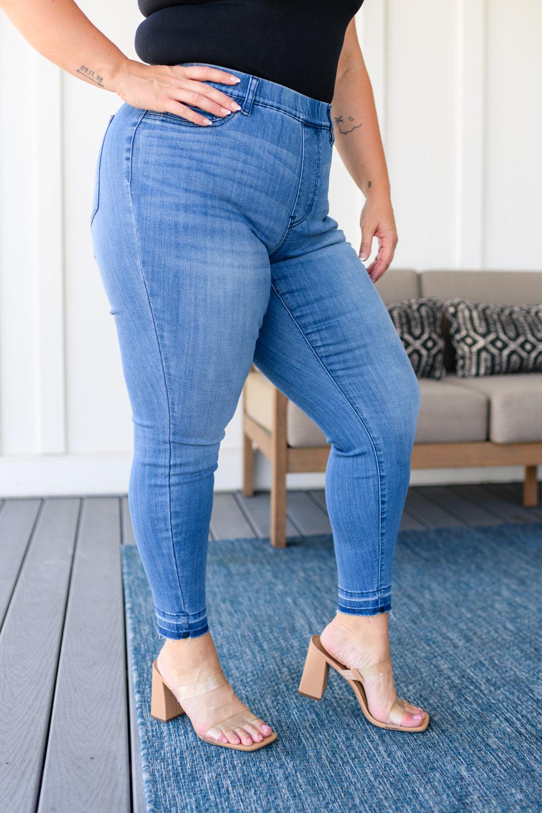 Amanda High Rise Pull on Release Hem Skinny Jeans - Waverly Paige Boutique