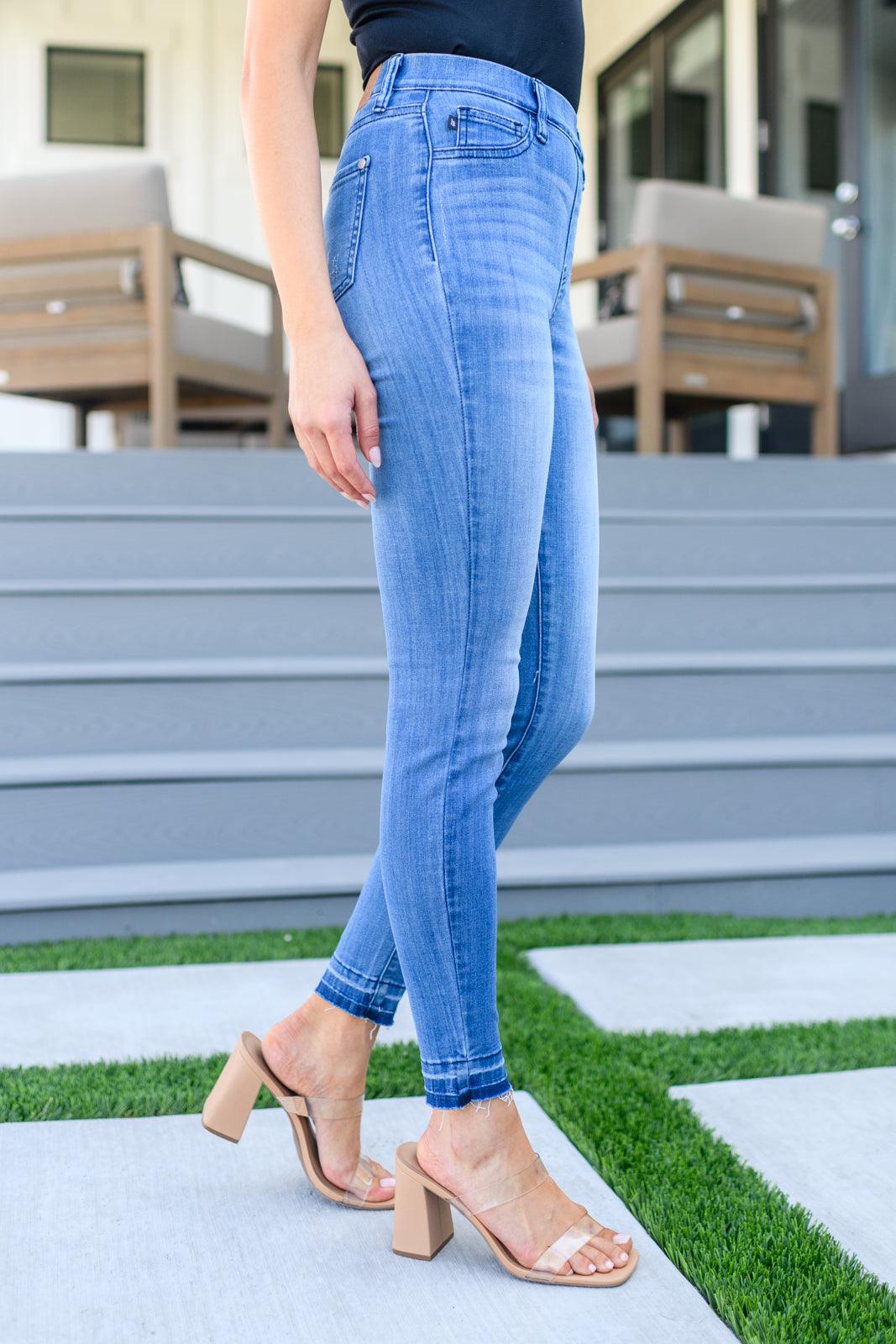 Amanda High Rise Pull on Release Hem Skinny Jeans - Waverly Paige Boutique