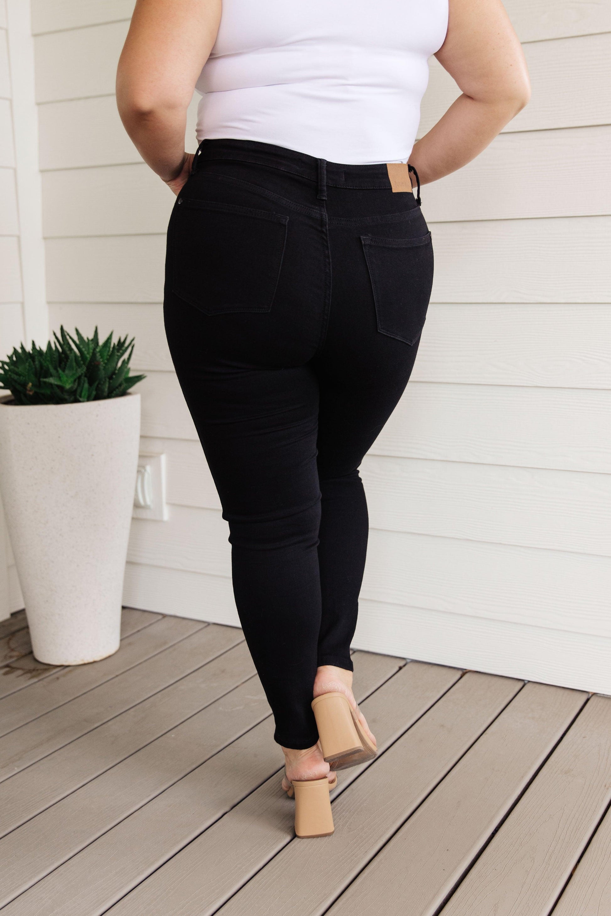 Audrey High Rise Control Top Classic Skinny Jeans in Black - Waverly Paige Boutique