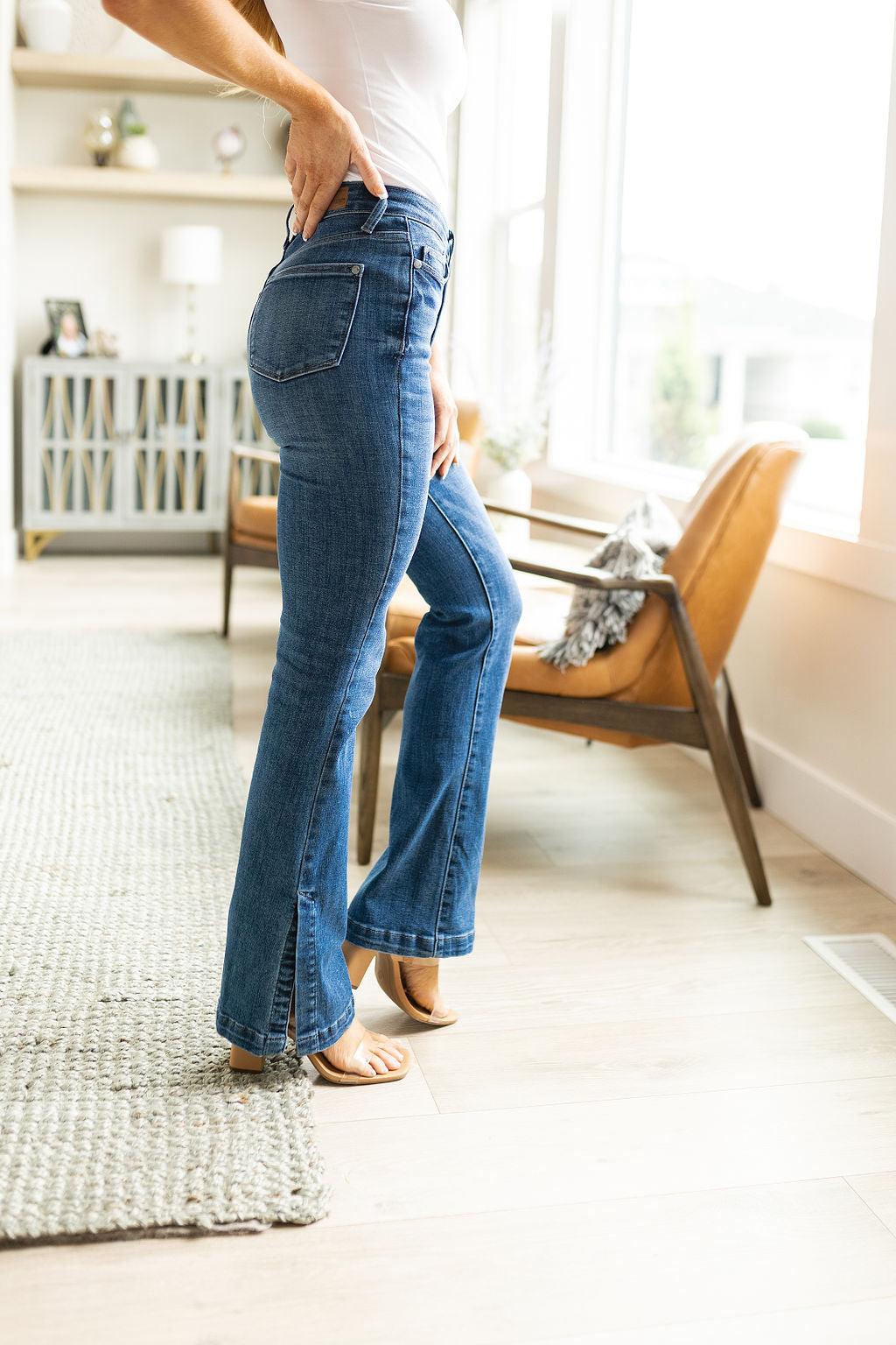Augusta High Rise Control Top Slit Hem Bootcut - Waverly Paige Boutique