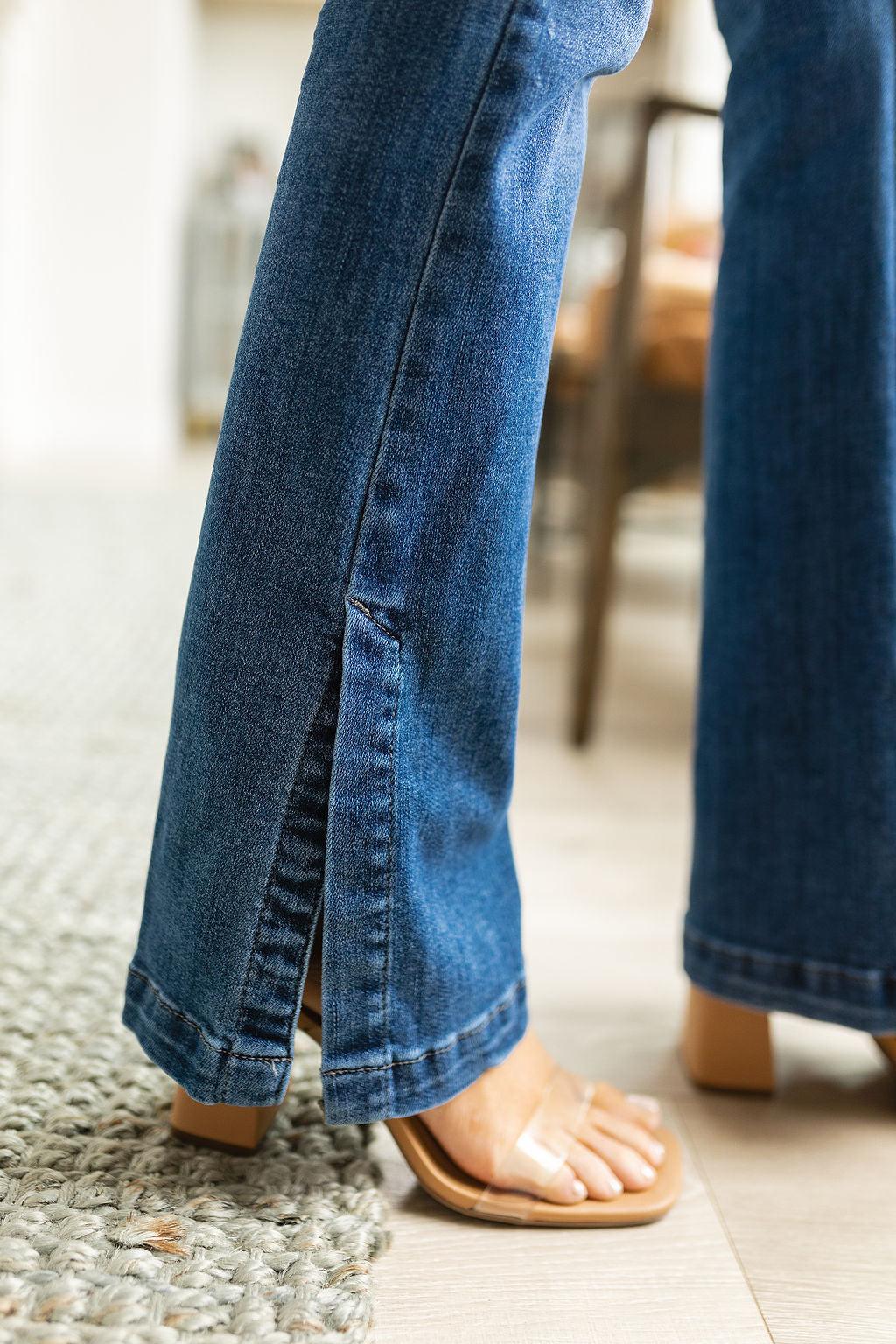 Augusta High Rise Control Top Slit Hem Bootcut - Waverly Paige Boutique