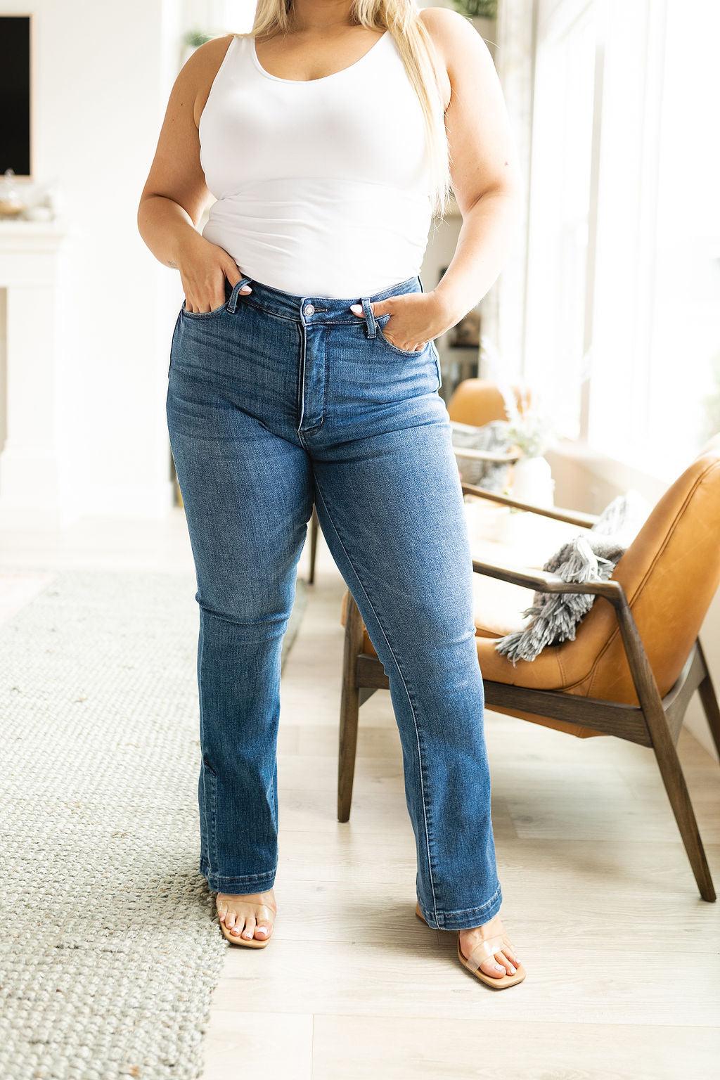 Augusta High Rise Control Top Slit Hem Bootcut - Waverly Paige Boutique