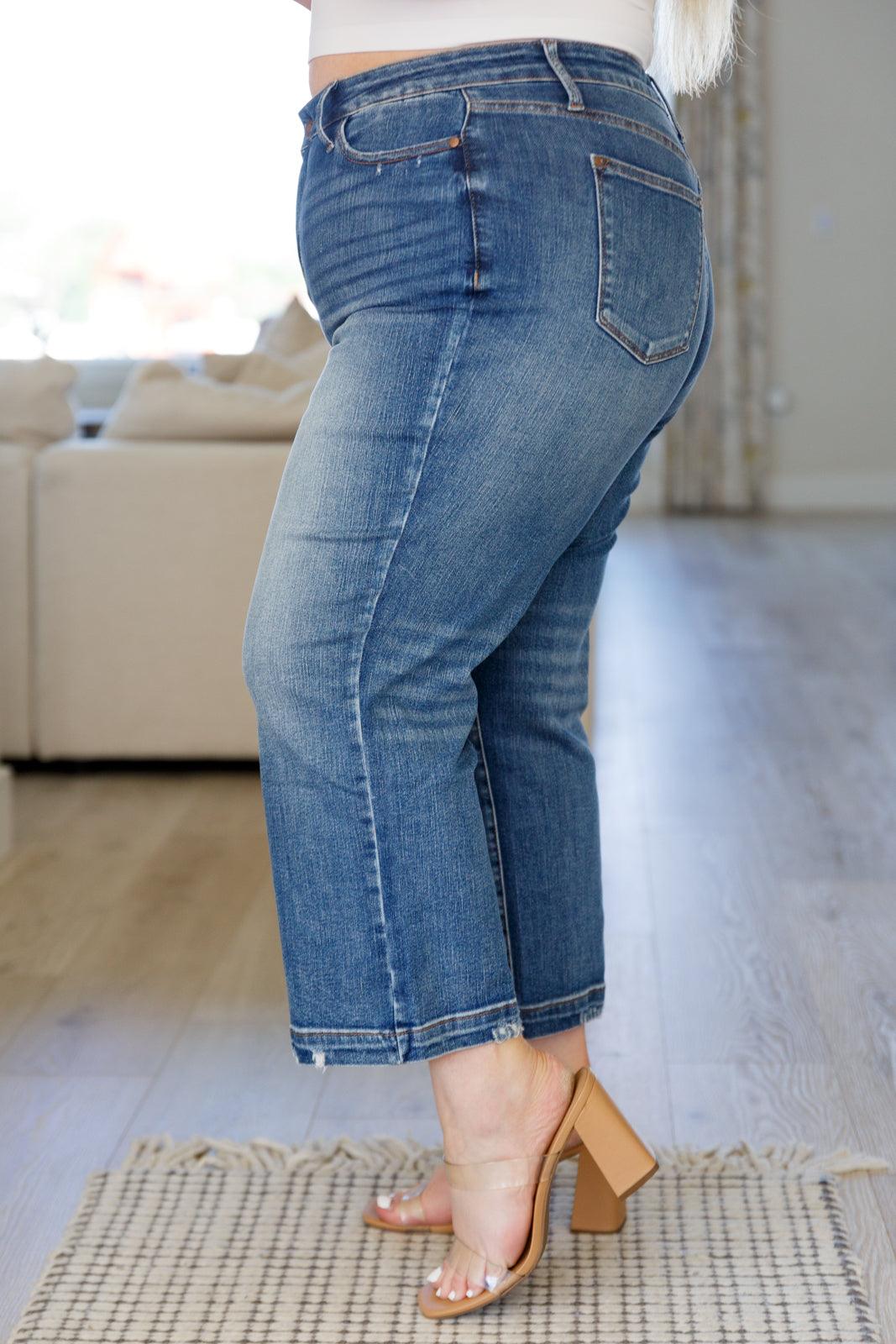 Betty High Rise Vintage Wash Wide Leg Crop Jeans - Waverly Paige Boutique