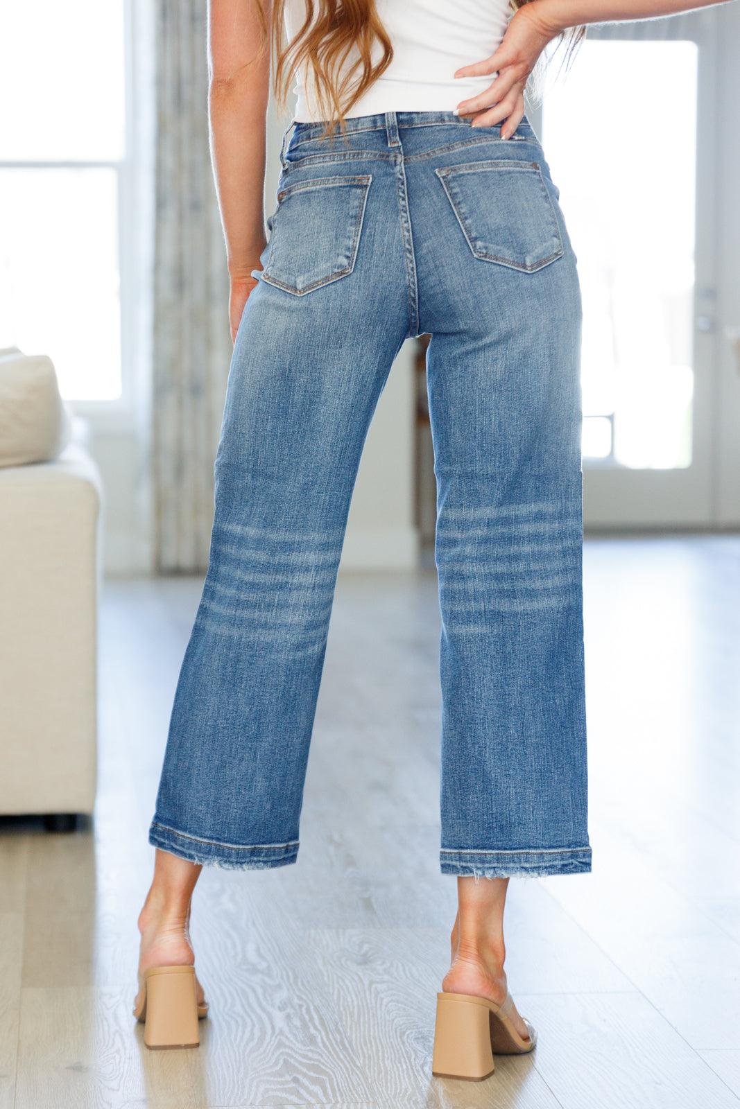 Betty High Rise Vintage Wash Wide Leg Crop Jeans - Waverly Paige Boutique