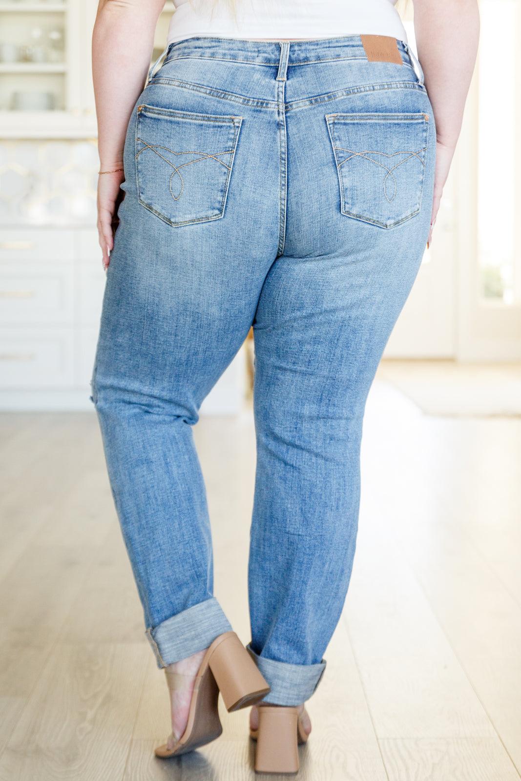Elodie Mid Rise Distressed Boyfriend Jeans - Waverly Paige Boutique