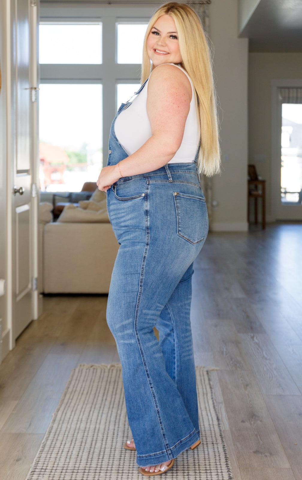 Izzy Control Top Retro Flare Overalls - Waverly Paige Boutique