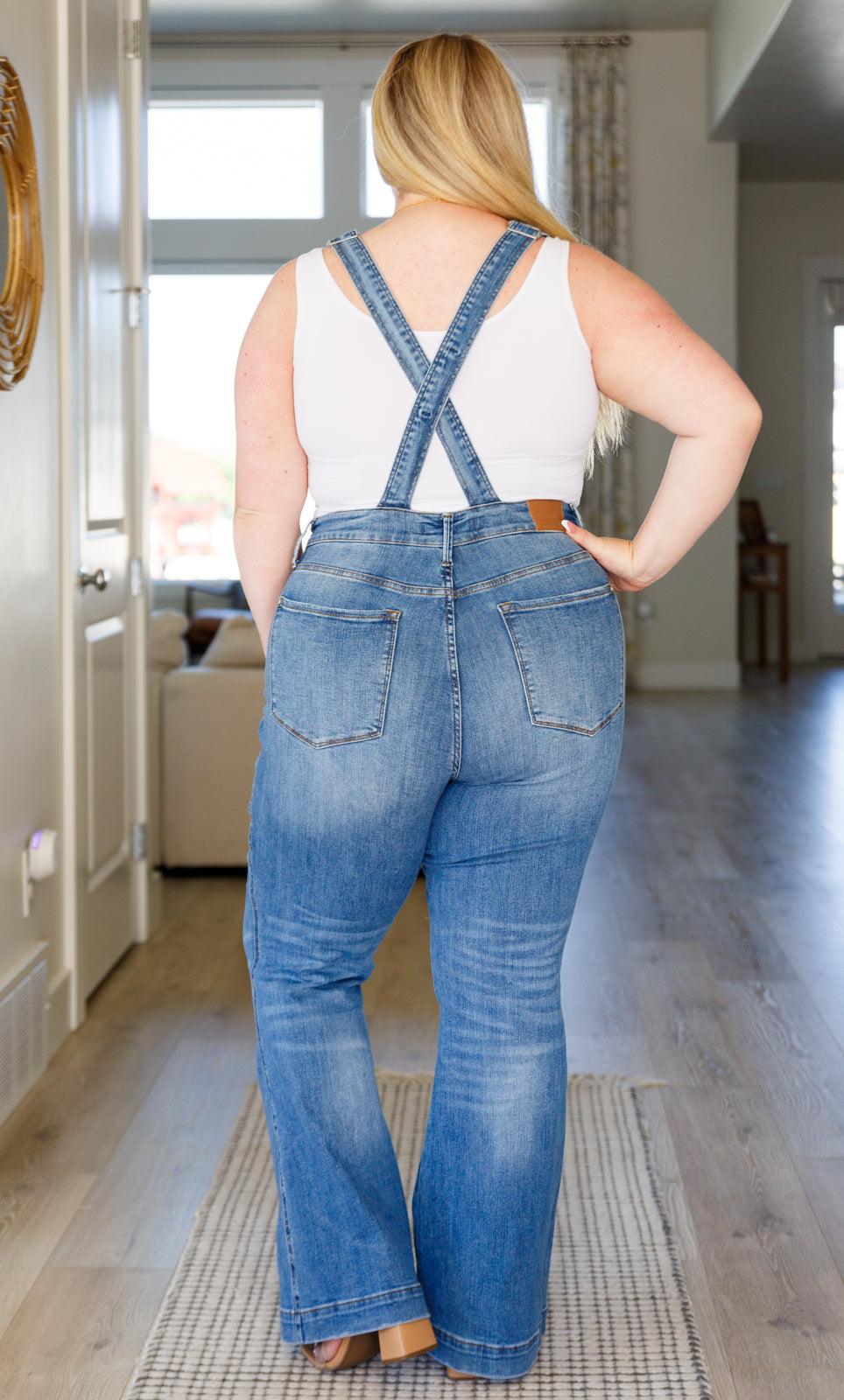 Izzy Control Top Retro Flare Overalls - Waverly Paige Boutique