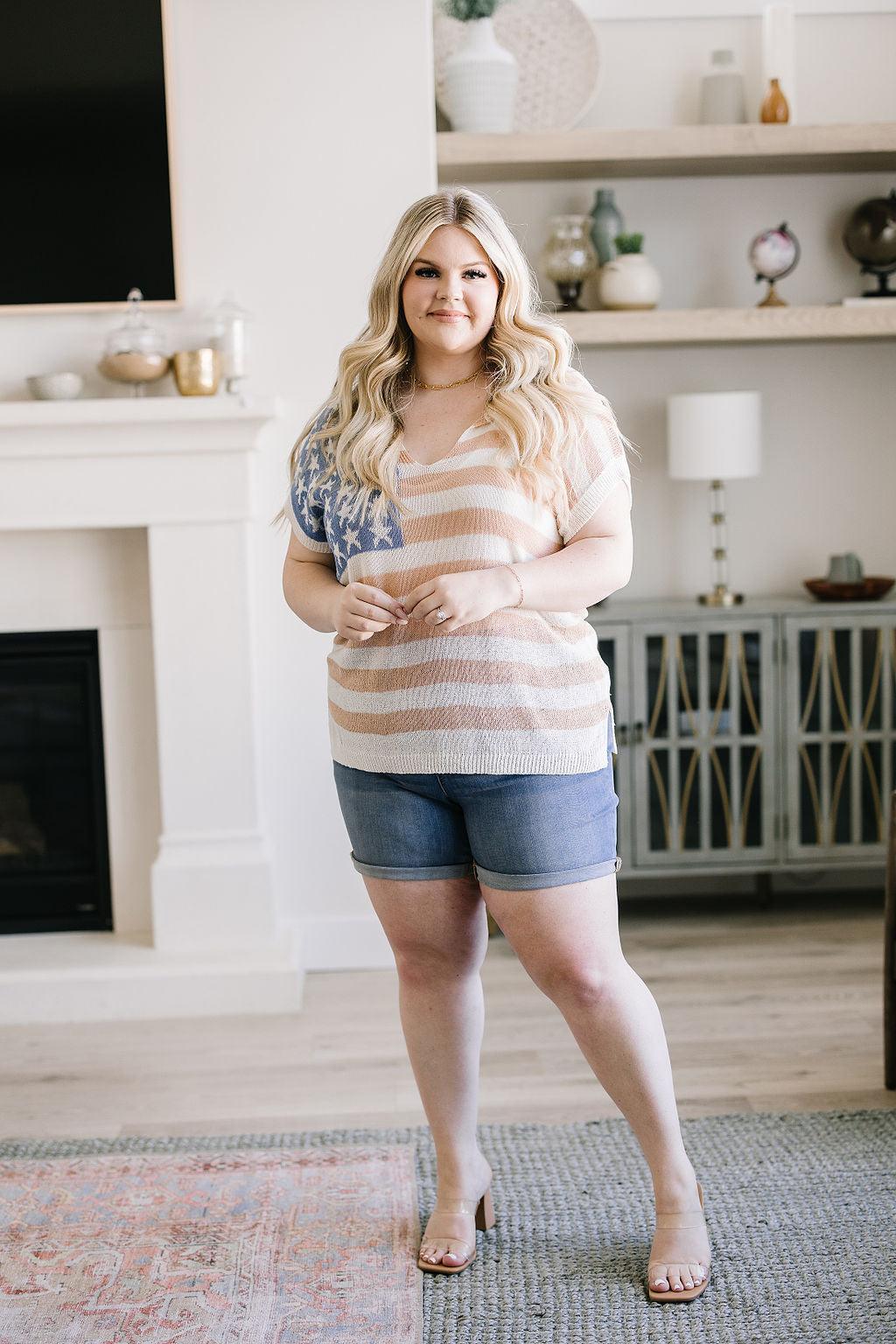 Perry High Rise Pull On Denim Shorts - Waverly Paige Boutique