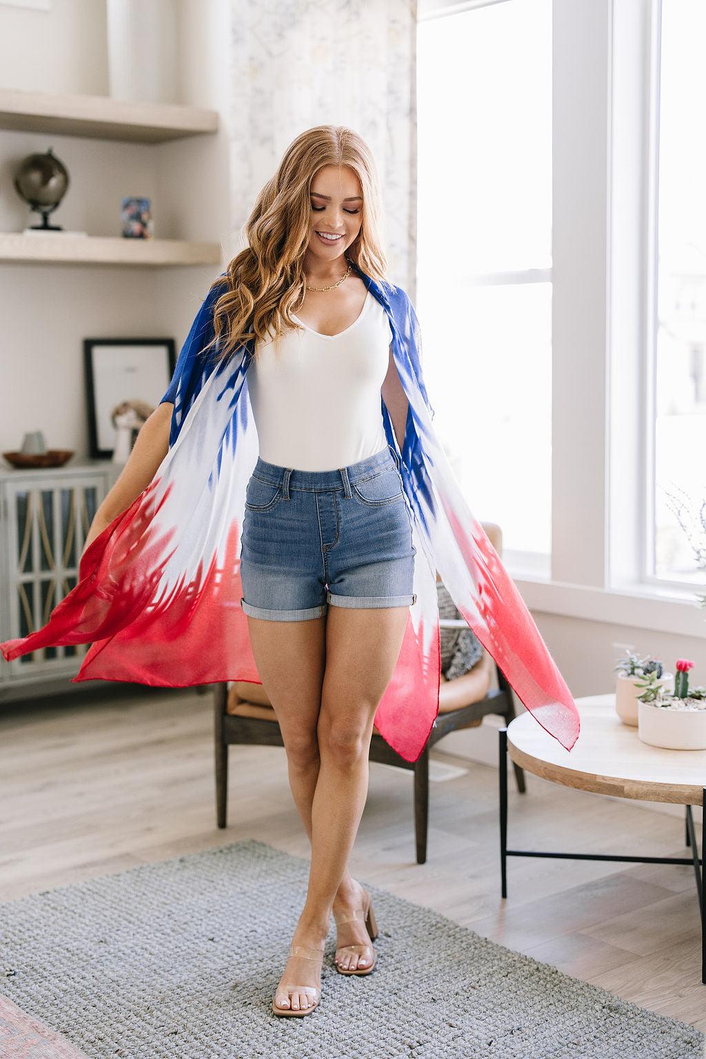Perry High Rise Pull On Denim Shorts - Waverly Paige Boutique