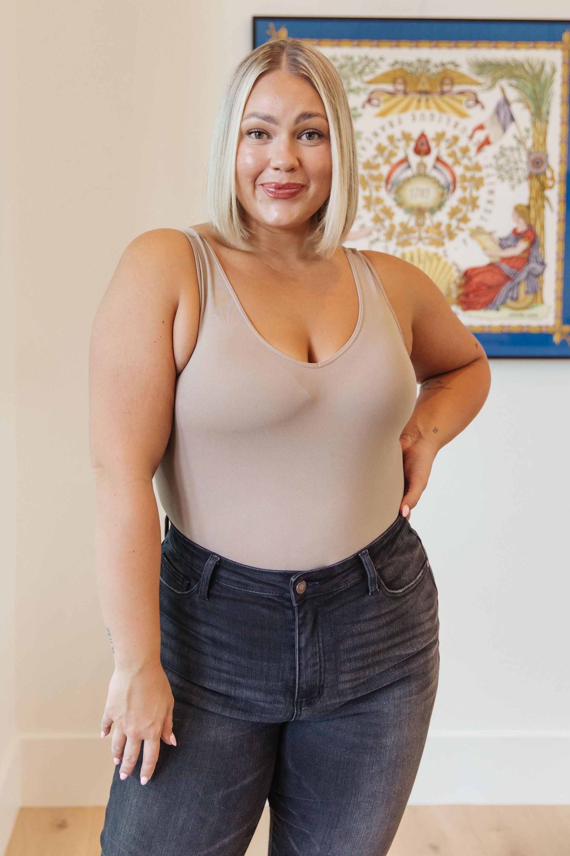 The Basics Bodysuit In Light Mocha - Waverly Paige Boutique