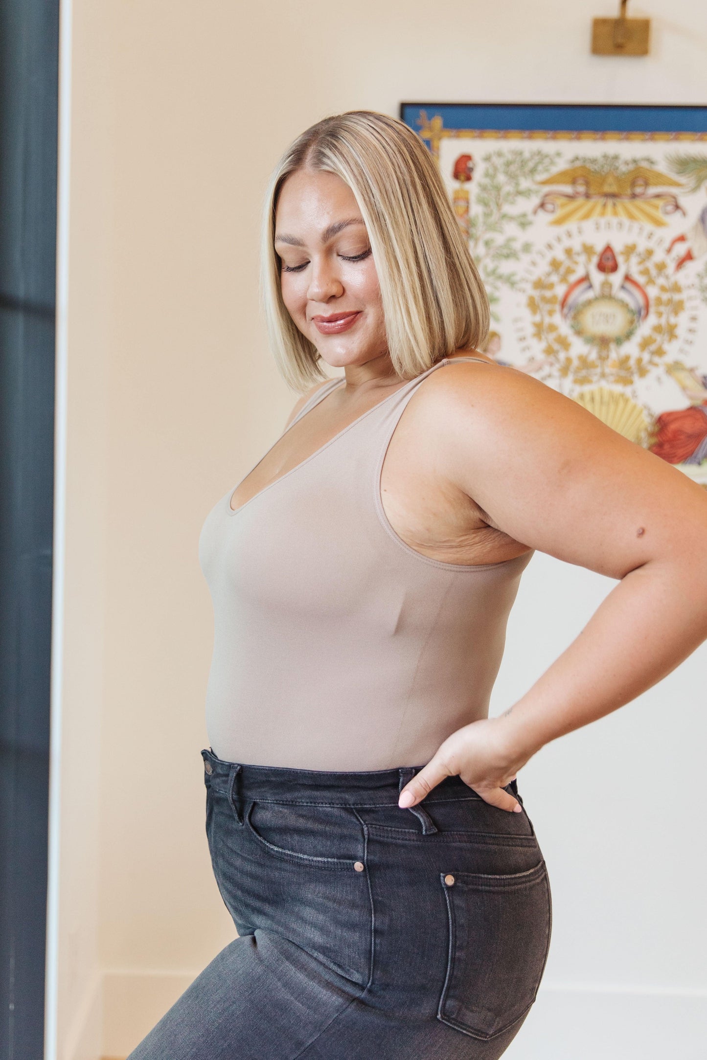 The Basics Bodysuit In Light Mocha - Waverly Paige Boutique