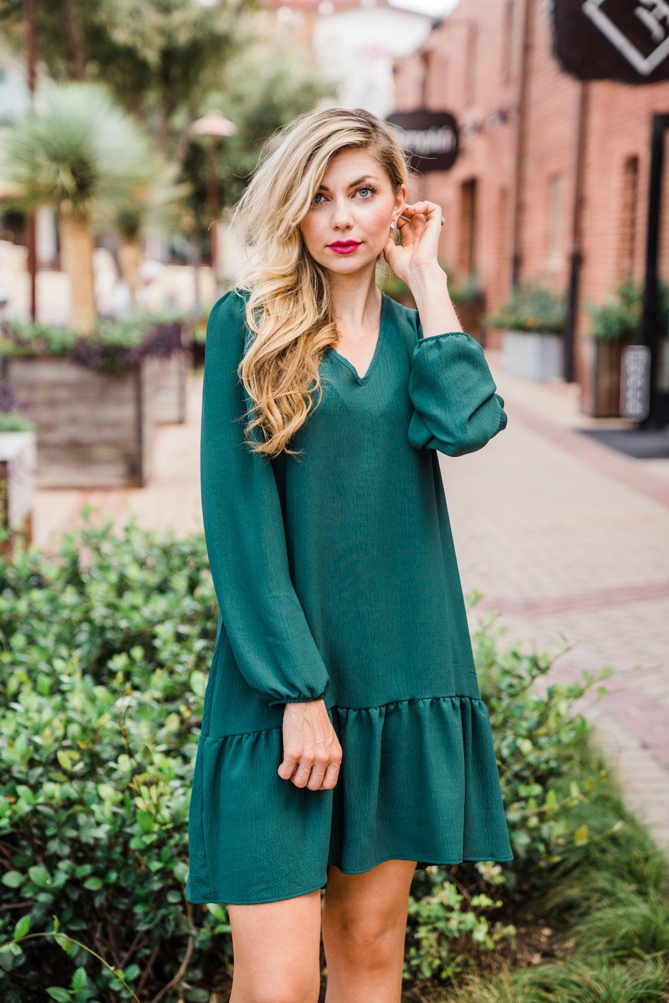Parker Dress in Forest Green - Waverly Paige Boutique