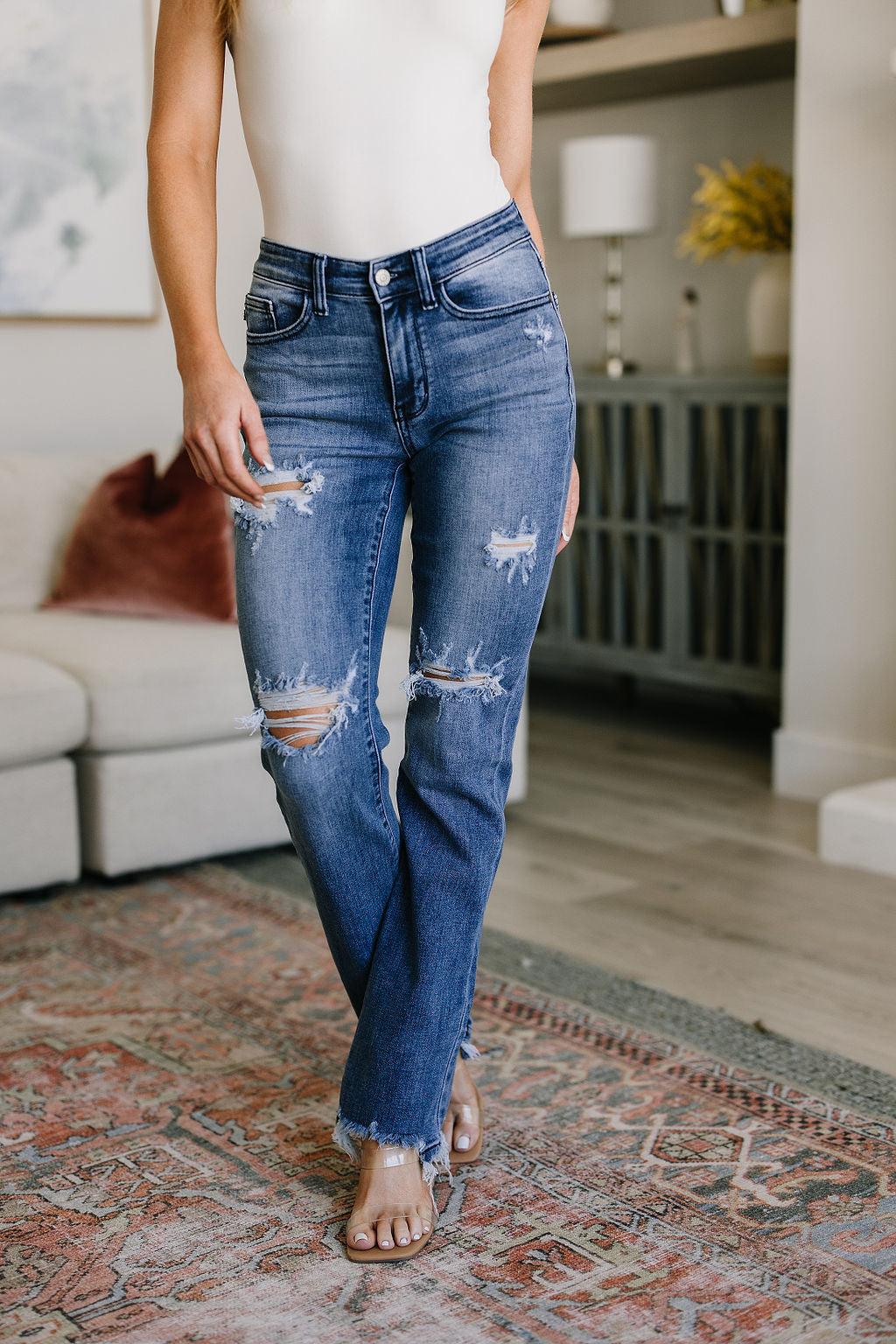 O'Hara Destroyed Straight Jeans - Waverly Paige Boutique