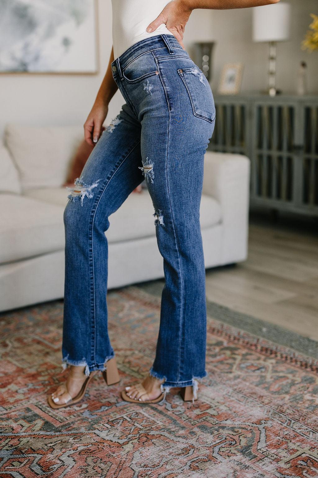 O'Hara Destroyed Straight Jeans - Waverly Paige Boutique