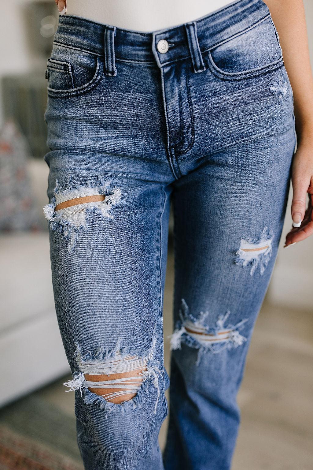 O'Hara Destroyed Straight Jeans - Waverly Paige Boutique