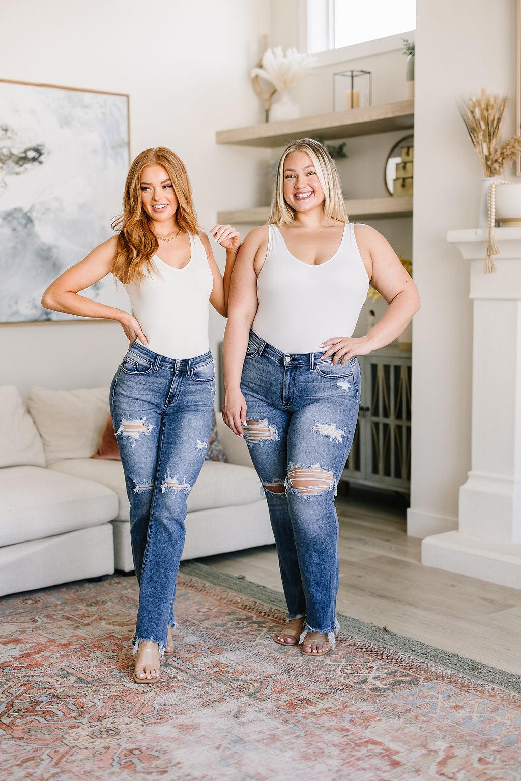 O'Hara Destroyed Straight Jeans - Waverly Paige Boutique