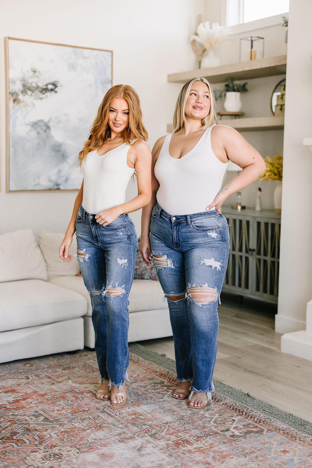 O'Hara Destroyed Straight Jeans - Waverly Paige Boutique