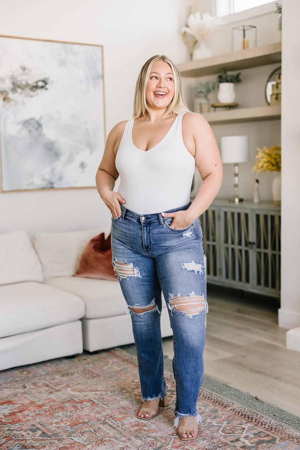 O'Hara Destroyed Straight Jeans - Waverly Paige Boutique