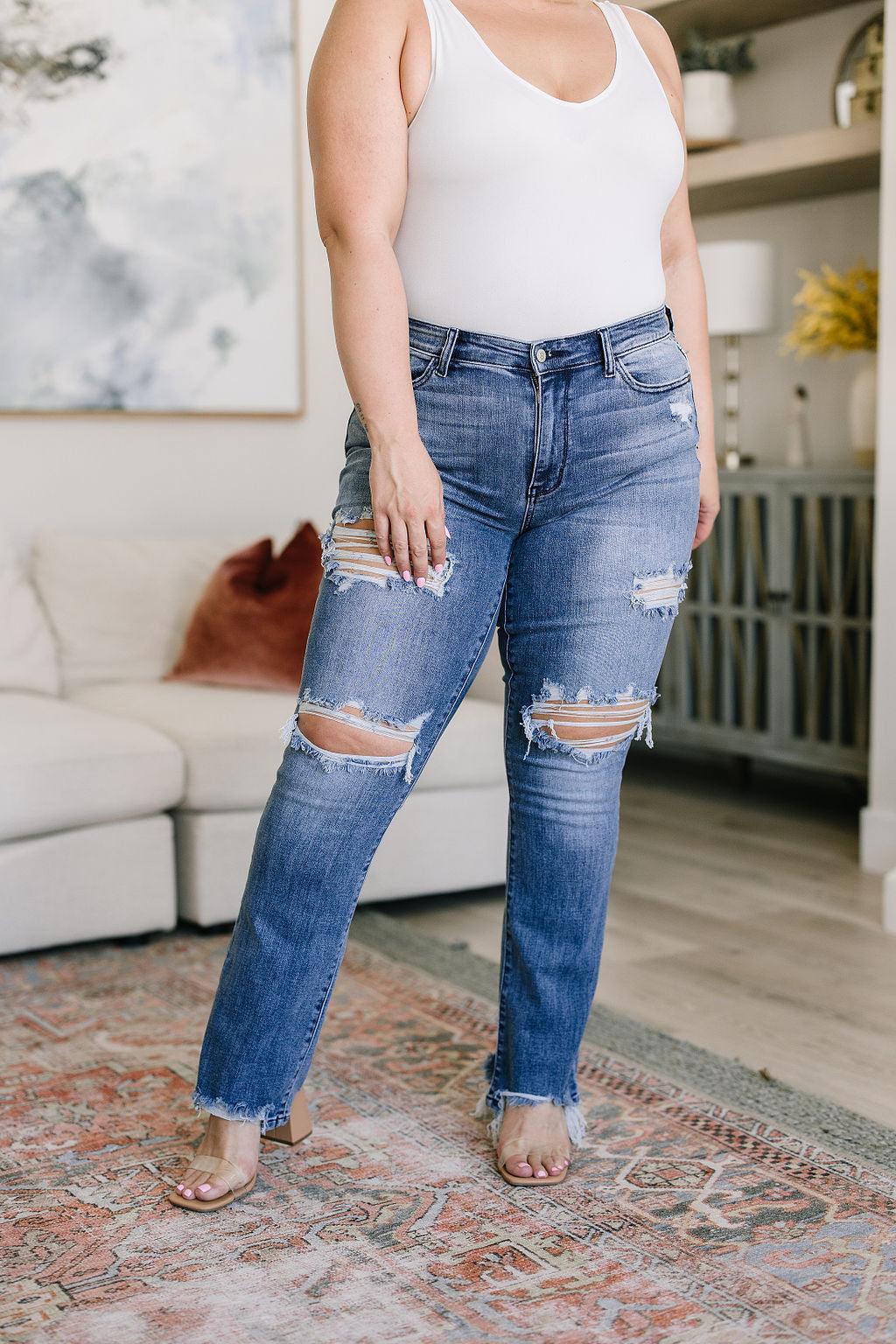 O'Hara Destroyed Straight Jeans - Waverly Paige Boutique