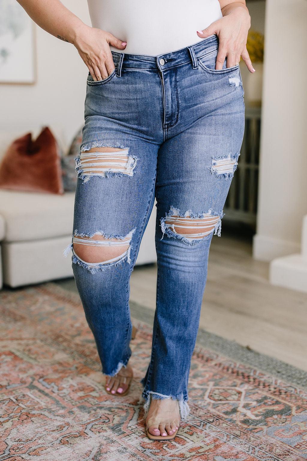 O'Hara Destroyed Straight Jeans - Waverly Paige Boutique