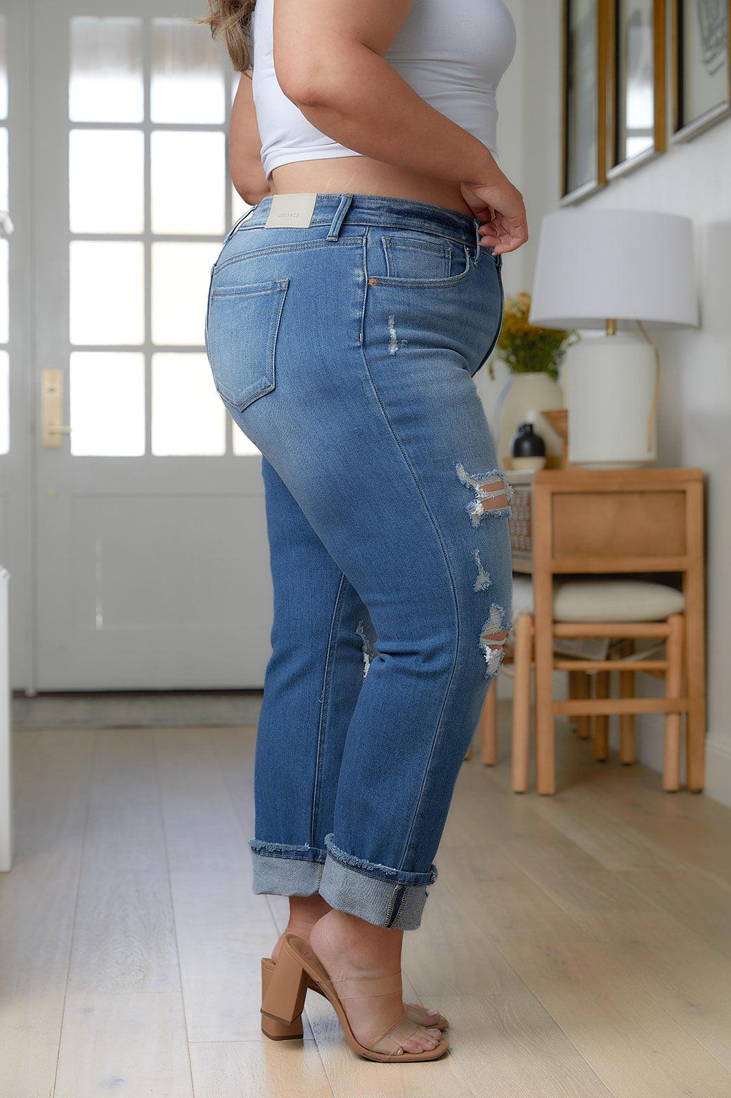Belinda High Rise Distressed Straight Jeans - Waverly Paige Boutique