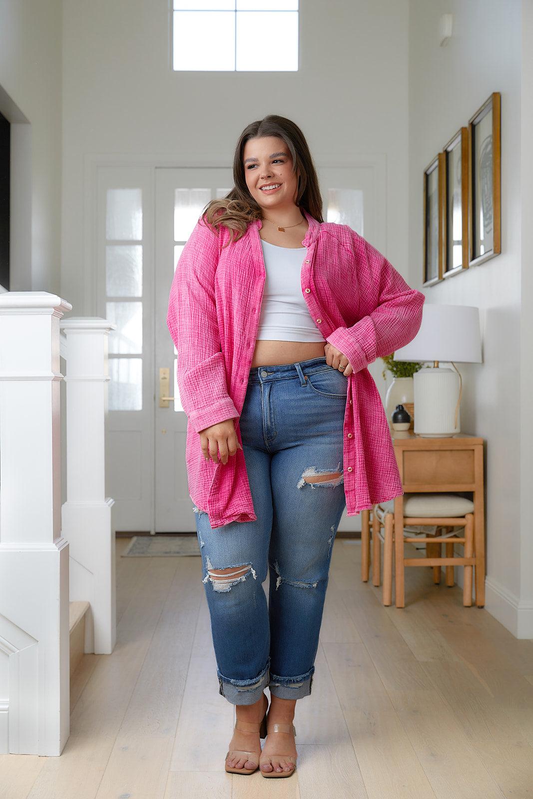 Belinda High Rise Distressed Straight Jeans - Waverly Paige Boutique