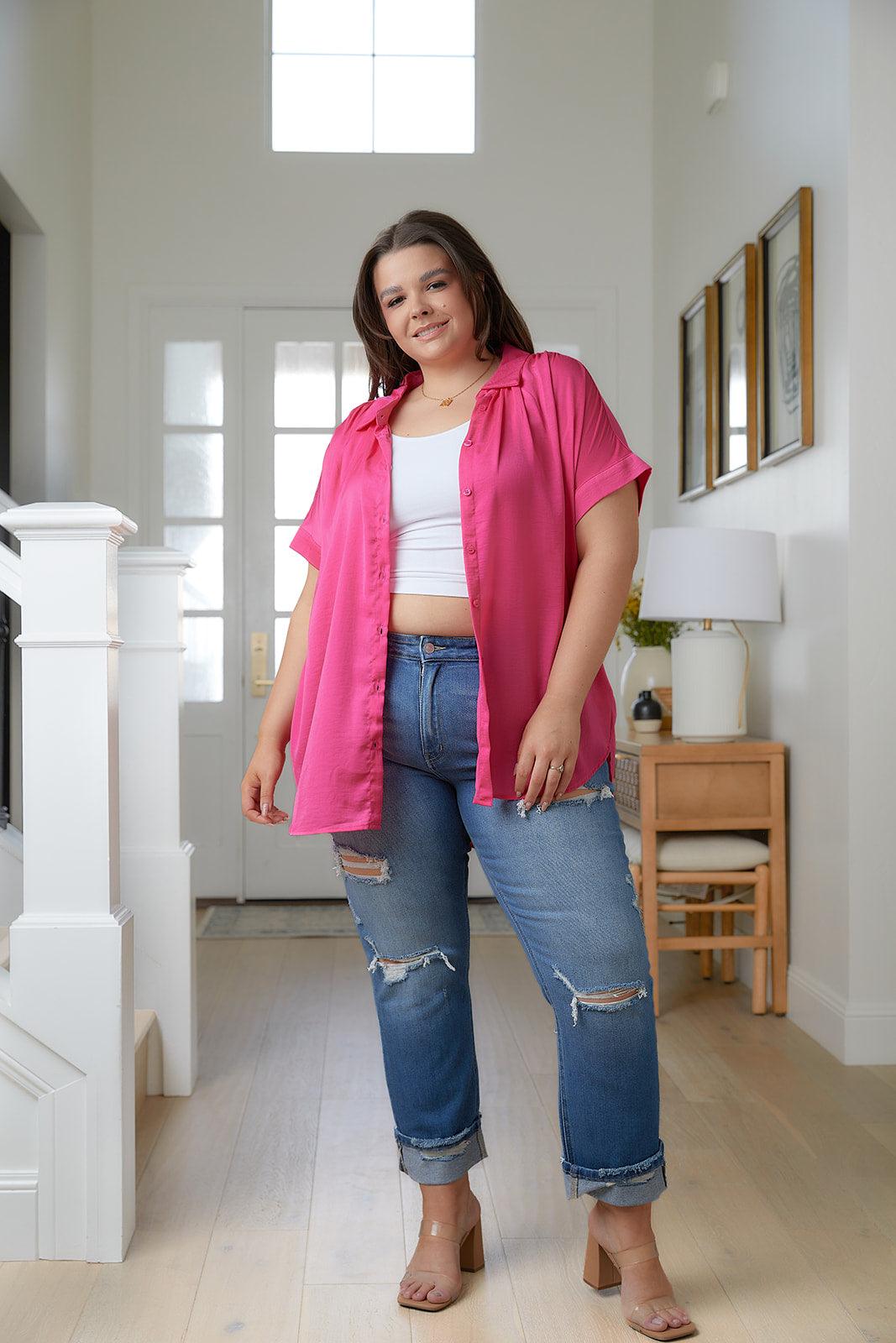 Belinda High Rise Distressed Straight Jeans - Waverly Paige Boutique