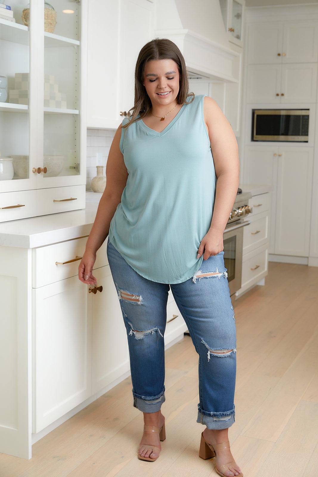 Belinda High Rise Distressed Straight Jeans - Waverly Paige Boutique