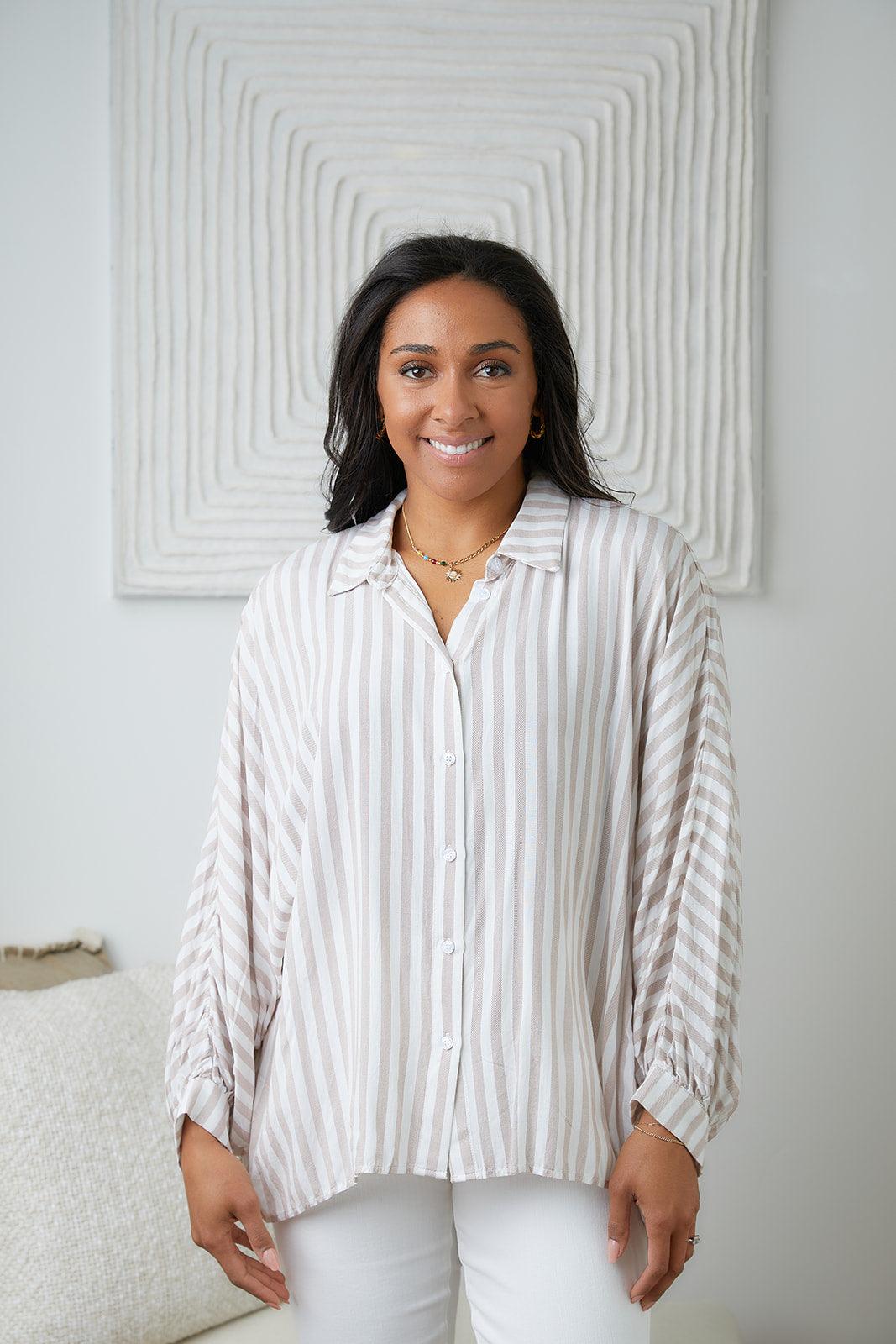 High Standards Striped Button Down - Waverly Paige Boutique