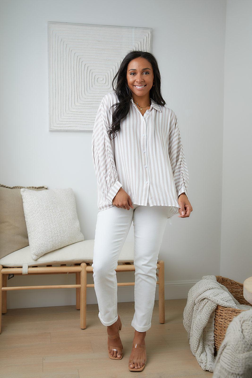 High Standards Striped Button Down - Waverly Paige Boutique