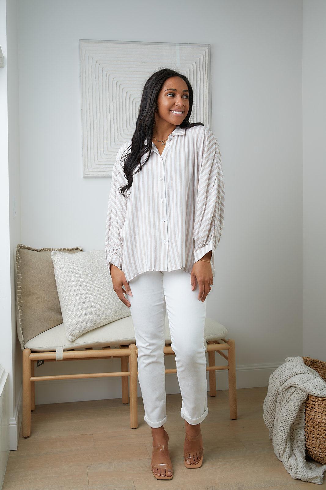 High Standards Striped Button Down - Waverly Paige Boutique
