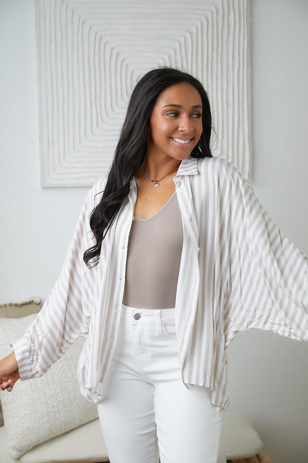 High Standards Striped Button Down - Waverly Paige Boutique
