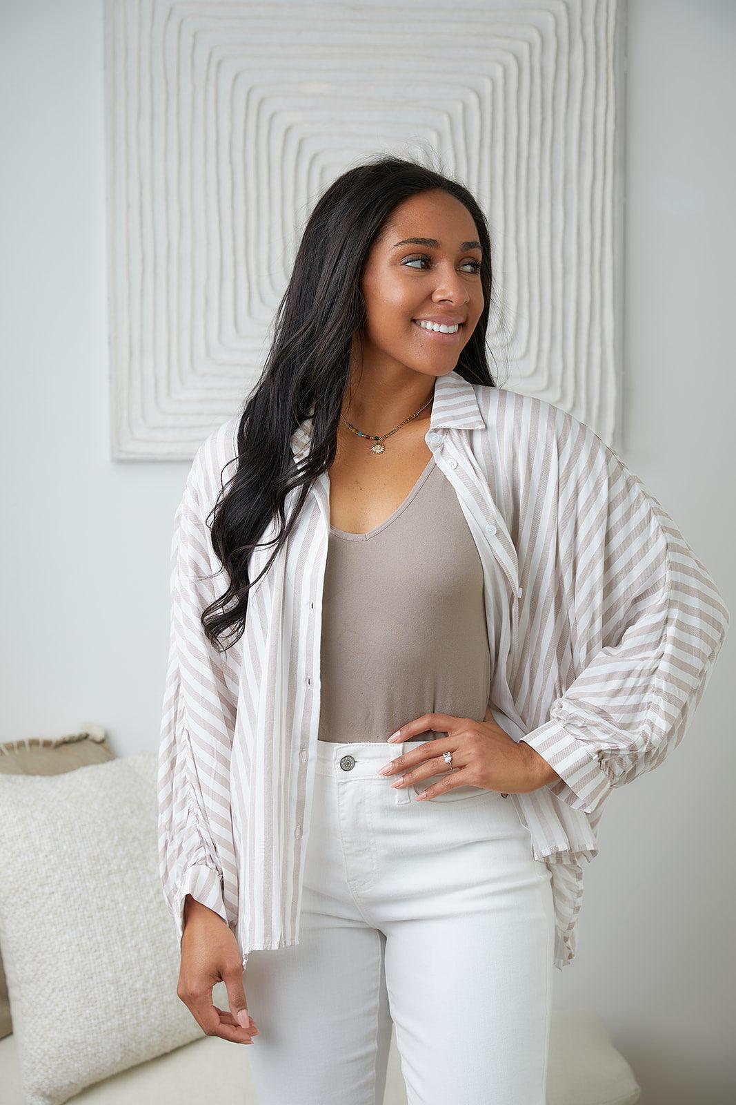 High Standards Striped Button Down - Waverly Paige Boutique