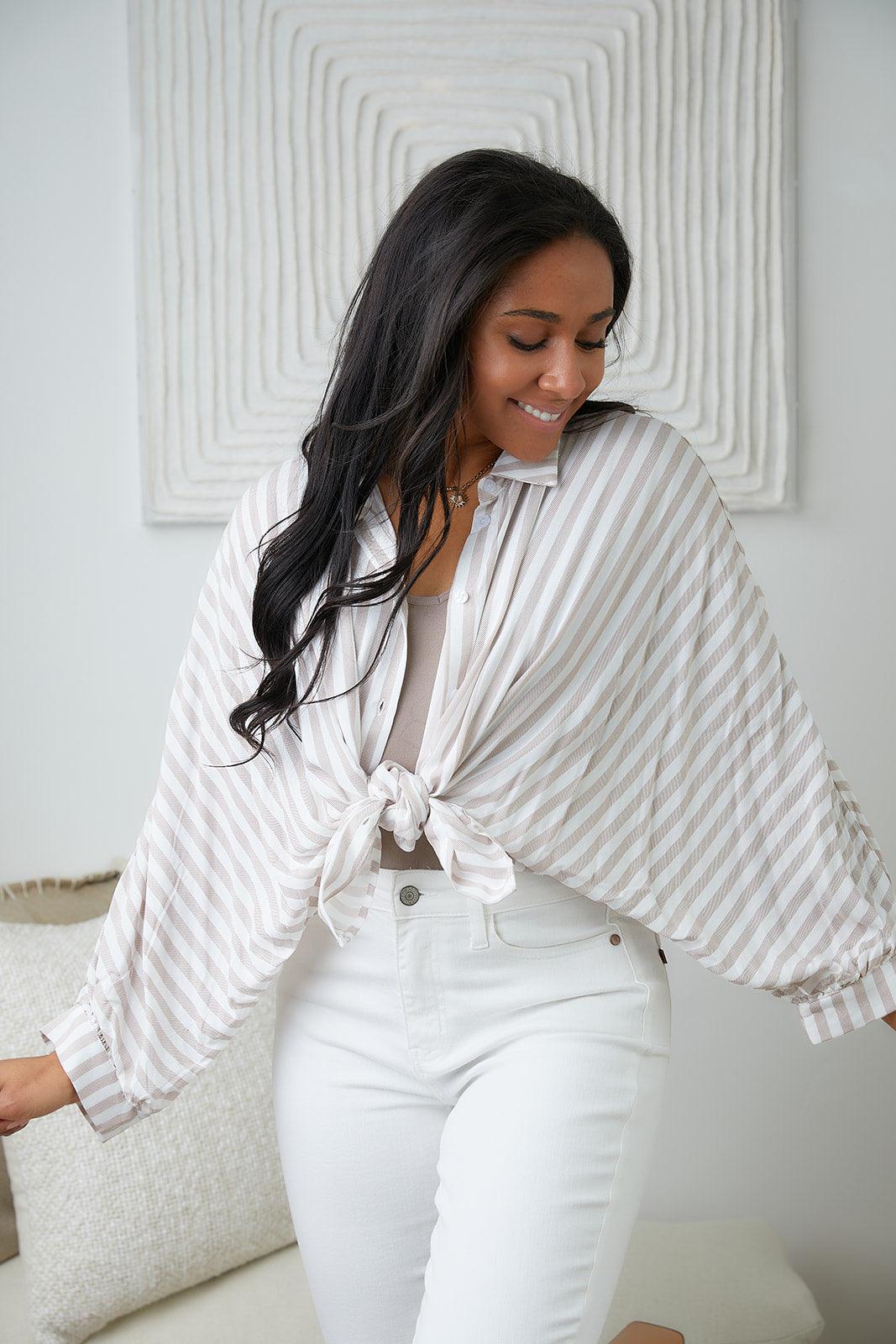 High Standards Striped Button Down - Waverly Paige Boutique