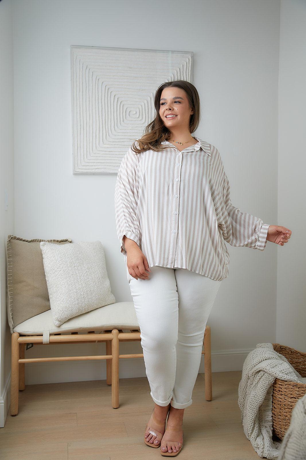 High Standards Striped Button Down - Waverly Paige Boutique