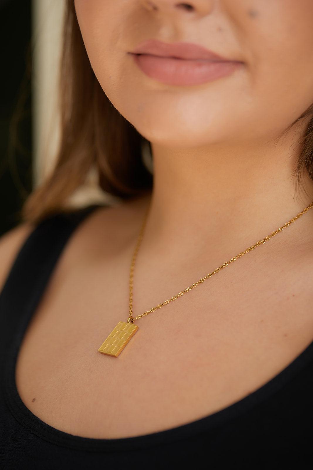 Checkered Pendant Necklace - Waverly Paige Boutique