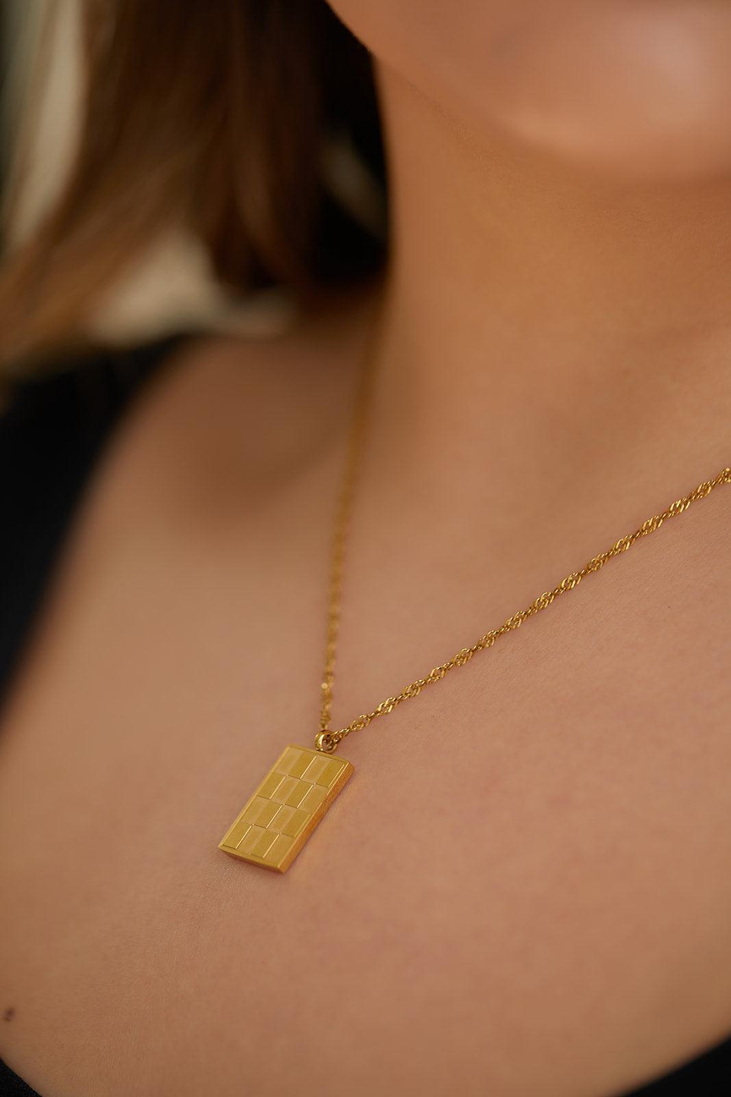 Checkered Pendant Necklace - Waverly Paige Boutique