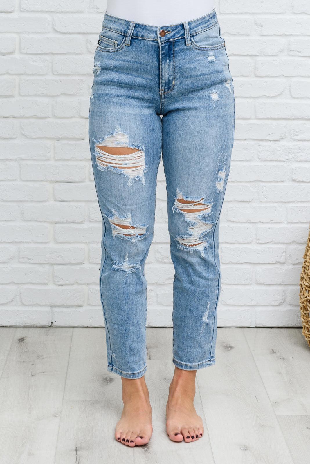 Florence High Waist Destroyed Boyfriend Jeans - Waverly Paige Boutique