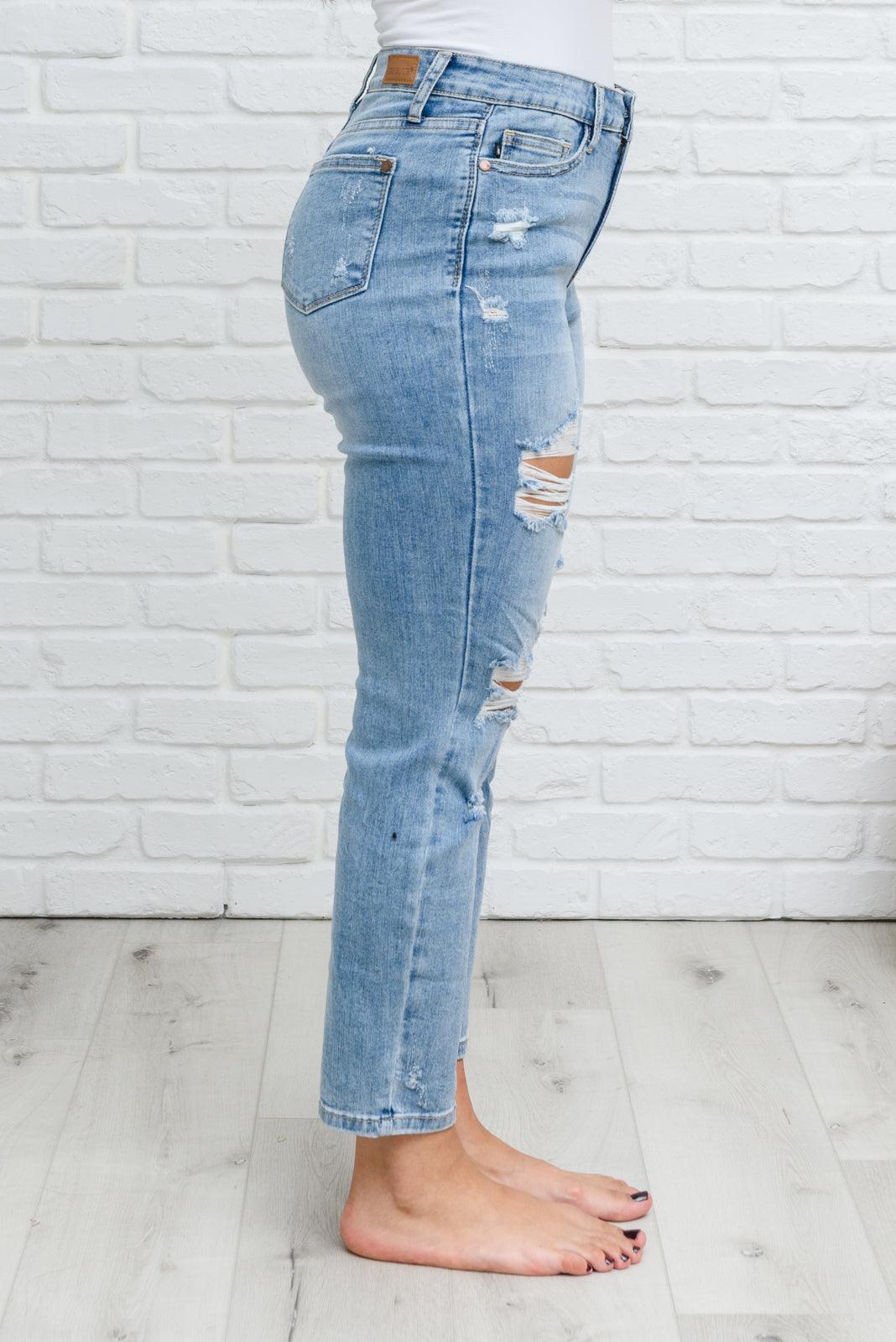 Florence High Waist Destroyed Boyfriend Jeans - Waverly Paige Boutique