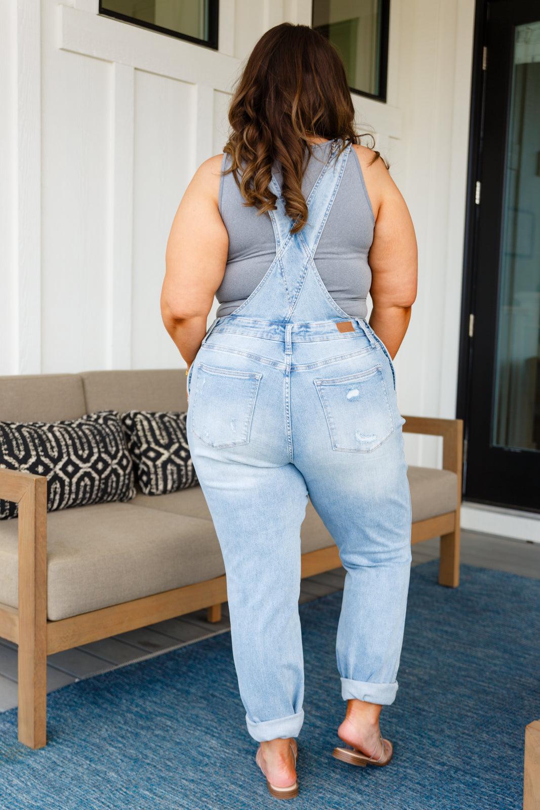Annabelle Distressed Straight Leg Overalls - Waverly Paige Boutique