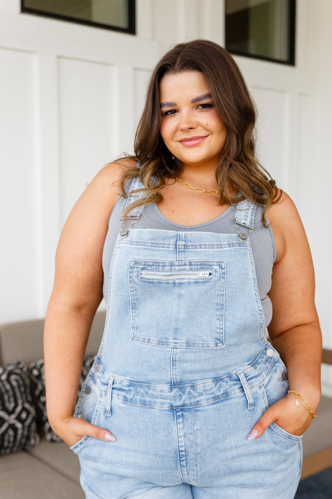 Annabelle Distressed Straight Leg Overalls - Waverly Paige Boutique