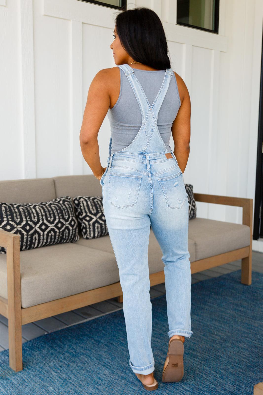 Annabelle Distressed Straight Leg Overalls - Waverly Paige Boutique