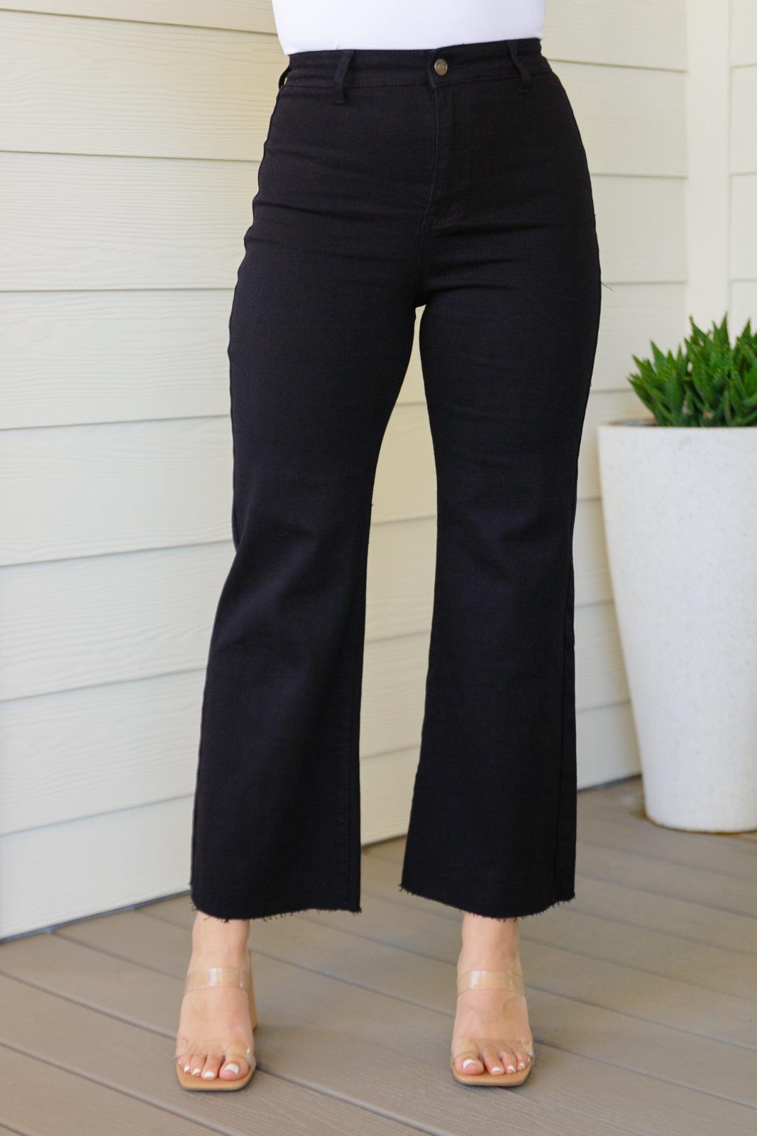 August High Rise Wide Leg Crop Jeans in Black - Waverly Paige Boutique