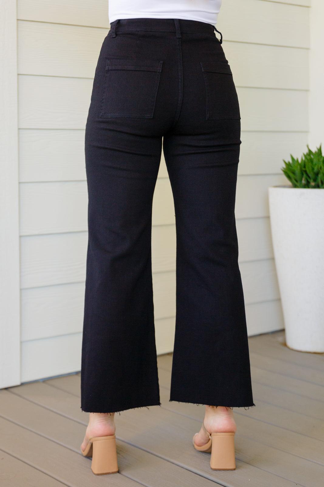 August High Rise Wide Leg Crop Jeans in Black - Waverly Paige Boutique