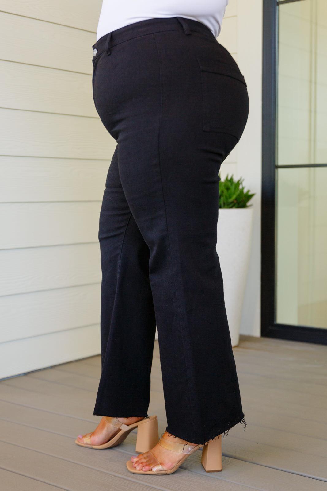August High Rise Wide Leg Crop Jeans in Black - Waverly Paige Boutique