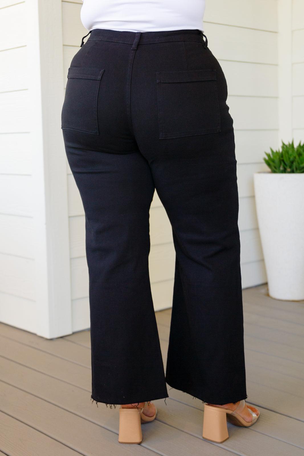 August High Rise Wide Leg Crop Jeans in Black - Waverly Paige Boutique