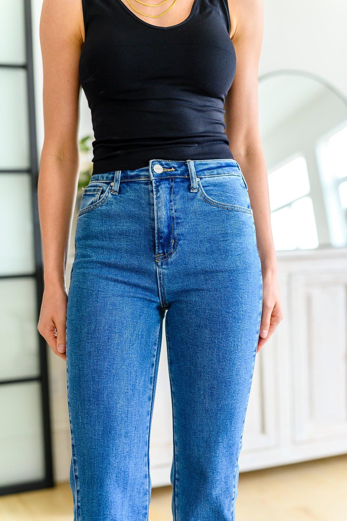 Caitlin High Rise Split Hem Straight Jeans - Waverly Paige Boutique
