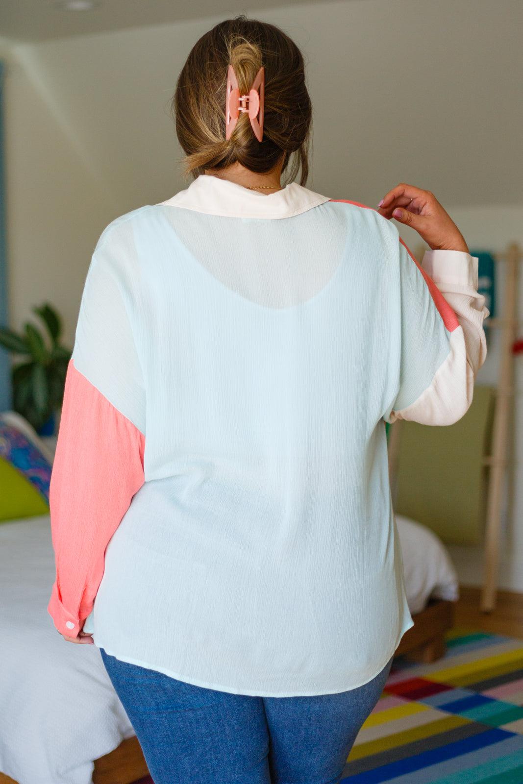 Capture The Day Two Toned Button Up - Waverly Paige Boutique